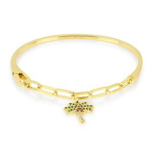 Henri Bendel Bangle with Chain & Crystal Palm Tree Charm